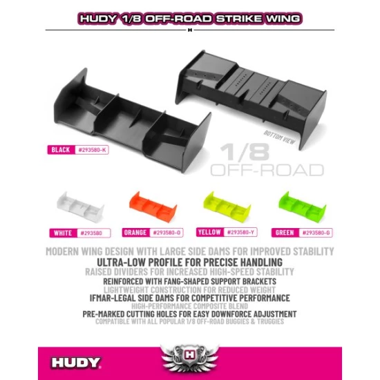 HUDY 1/8 OFF-ROAD STRIKE WING - YELLOW