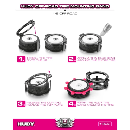 HUDY 1/8 OFF-ROAD TIRE MOUNTING BAND - OCTOPUS - PURPLE (4)