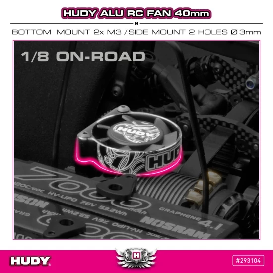 HUDY ALU RC FAN 40MM - BOTTOM/SIDE MOUNT 2 HOLE
