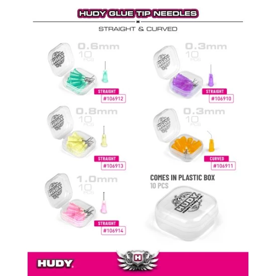 HUDY GLUE TIP NEEDLE 1.0MM - STRAIGHT (10)
