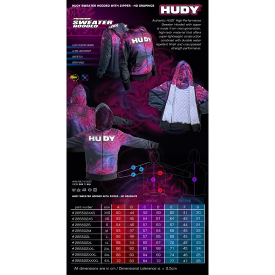 HUDY Sweater met capuchon en rits - HD Graphics (XXL)