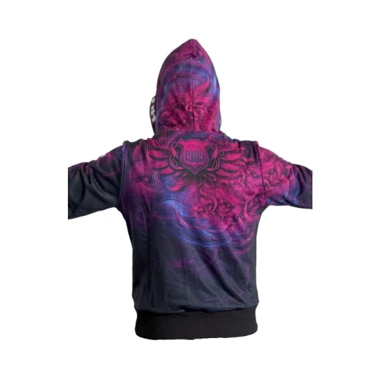 HUDY Sweater met capuchon en rits - HD Graphics (XXL)