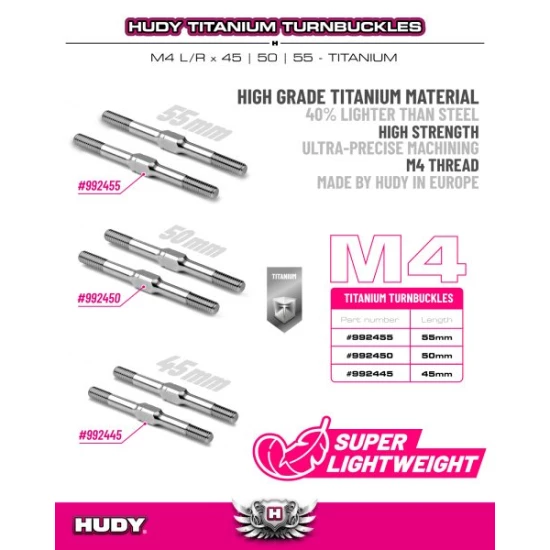 HUDY TITANIUM ADJUSTABLE TURNBUCKLE 45MM M4 L/R (2)