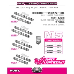 HUDY TITANIUM ADJUSTABLE TURNBUCKLE 50MM M5 L/R (2)
