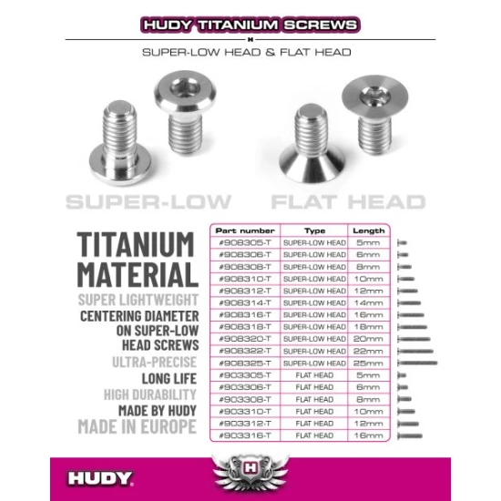 HUDY TITANIUM HEX FLAT HEAD SCREW SFH M3x6 (10)
