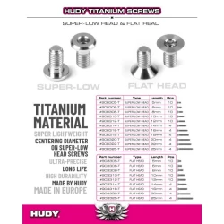 HUDY TITANIUM FLAT HEAD SCREW M3x8 (10)