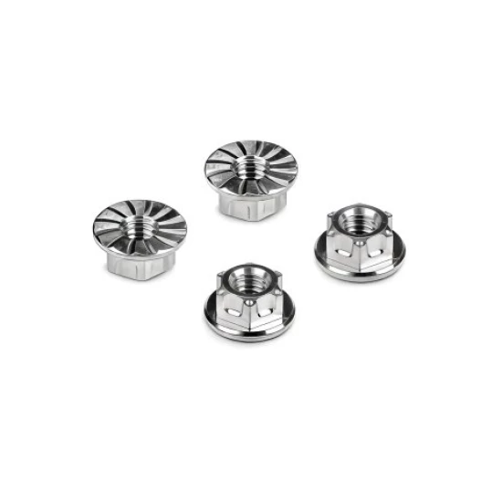 HUDY TITANIUM NUT M4 WITH SERRATED FLANGE (4)