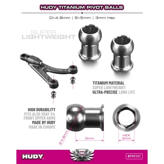HUDY TITAN PIVOT BALL D=4.9 / S=3.5 / 3mm HEX (2)