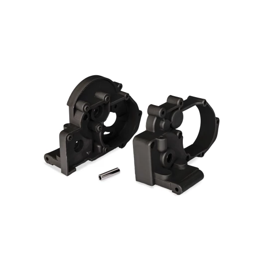 Gearbox halves (left & right) (black) w/ idler gear shaft