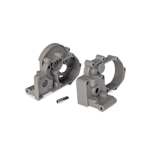 Gearbox halves (left & right) (gray) w/ idler gear shaft