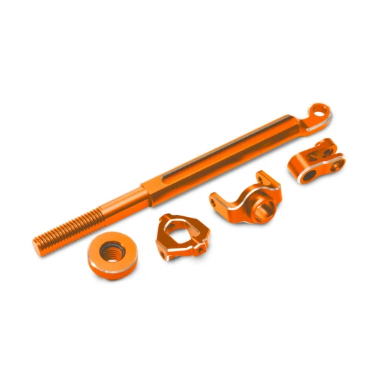 Brake linkage, front (orange-anodized 6061-T6 aluminum)/ mounting hardware
