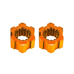 Wheel hubs, hex, front (6061-T6 aluminum, orange-anodized) (2)