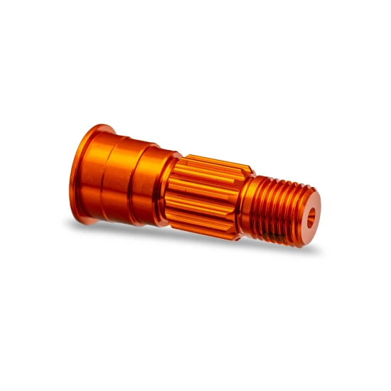 Stub axle, front, 6061-T6 aluminum (orange-anodized)