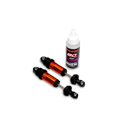 Shocks, GT-Maxx, front, aluminum, orange-anodized (fully assembled w/o springs) (2)