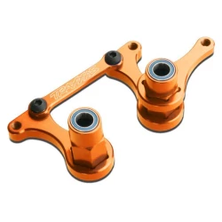 Steering bellcranks, drag link (orange-anodized 6061-T6 aluminum)/ 5x8mm ball bearings (4)/ hardware (assembled)