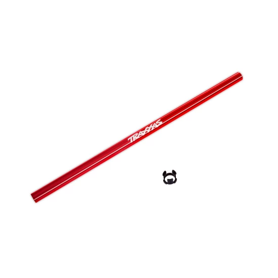 Driveshaft, center, 6061-T6 aluminum (red-anodized) (214mm)/ center bearing bushing