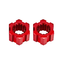 Wheel hubs, hex, front (6061-T6 aluminum, red-anodized) (2)