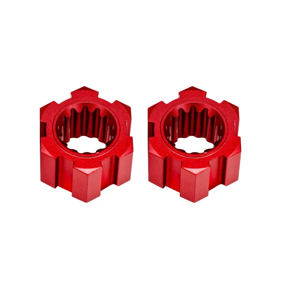 Wheel hubs, hex, front (6061-T6 aluminum, red-anodized) (2)