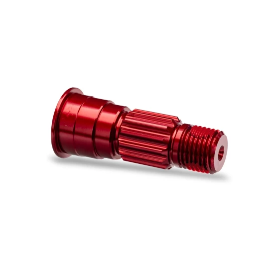 Stub axle, front, 6061-T6 aluminum (red-anodized)