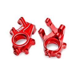 Steering blocks, 6061-T6 aluminum (red-anodized) (left & right)/ 3x8mm BCS (with threadlock) (2)/ 4x35mm BCS (with threadlock) (2)