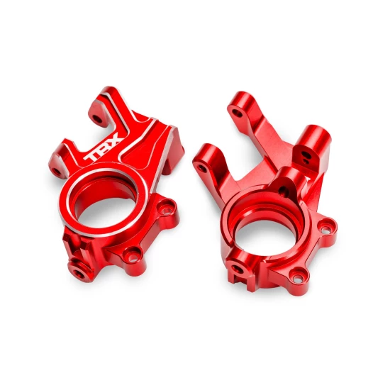 Steering blocks, 6061-T6 aluminum (red-anodized) (left & right)/ 3x8mm BCS (with threadlock) (2)/ 4x35mm BCS (with threadlock) (2)