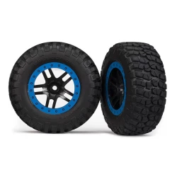 Tire & wheel assy, glued (SCT Split-Spoke, black, blue beadl