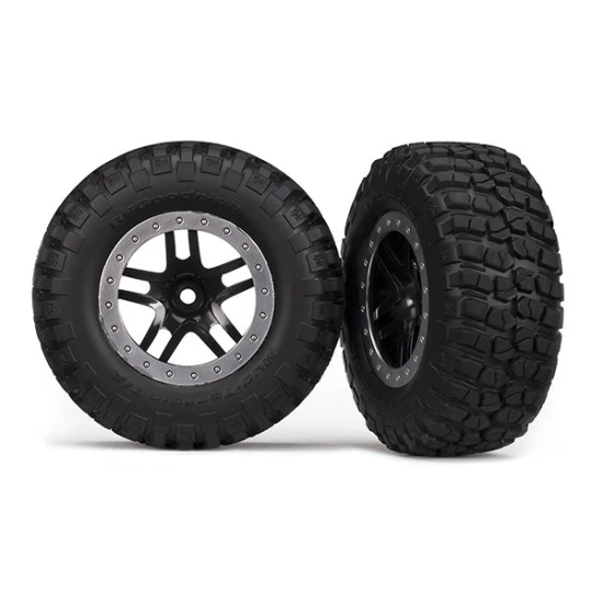 Tires & wheels, assembled, glued (SCT Split-Spoke, black, sa, TRX5883