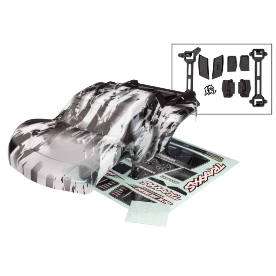 Body, Slash 2WD (also fits Slash VXL & Slash 4X4), ProGraphix (graphics are printed, requires paint & final color application)/ decal sheet (requires #6953 latches and #6952 latch mounts for clipless mounting)