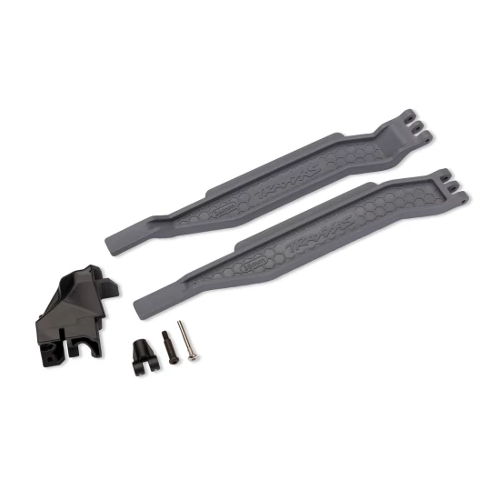 Battery hold-down (slate gray)/ battery clip/ hold-down post/ screw pin/ pivot post screw
