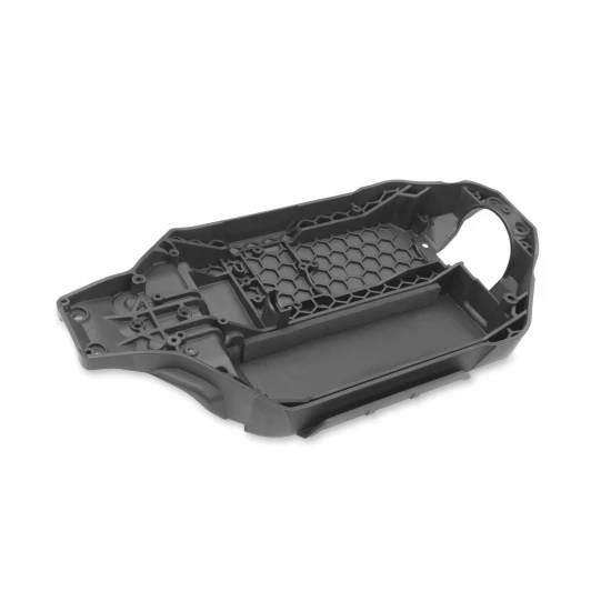 Chassis w/ bearing support for center driveshaft, gray (162mm long battery compartment) (fits flat style battery packs) (use only with #7430R front bulkhead & #6726X battery hold-down) (requires #6724-BLK receiver box)