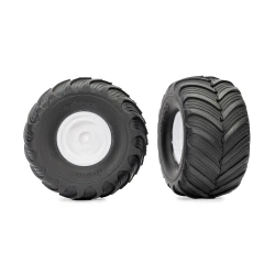 Tires & wheels, assembled, glued (white wheels, center caps, Terra Groove dual profile tires, foam inserts) (2)