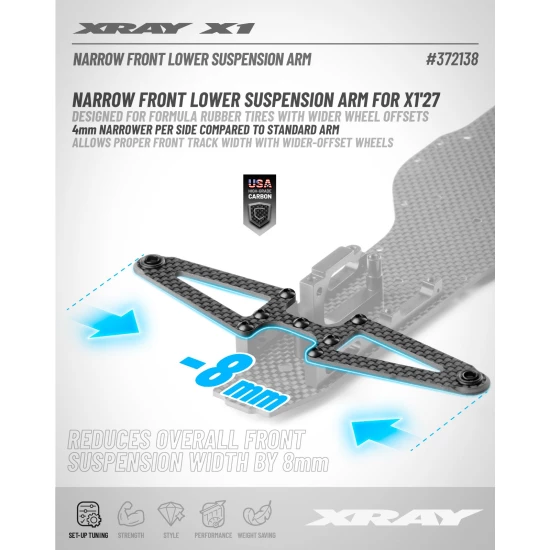 X1 Carbon Onderste 3S Draagarmplaat - Smal