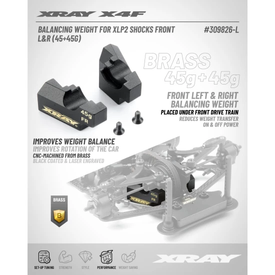 X4F BALANCING WEIGHT FOR XLP2 SHOCKS - FRONT L&R (45g+45g)