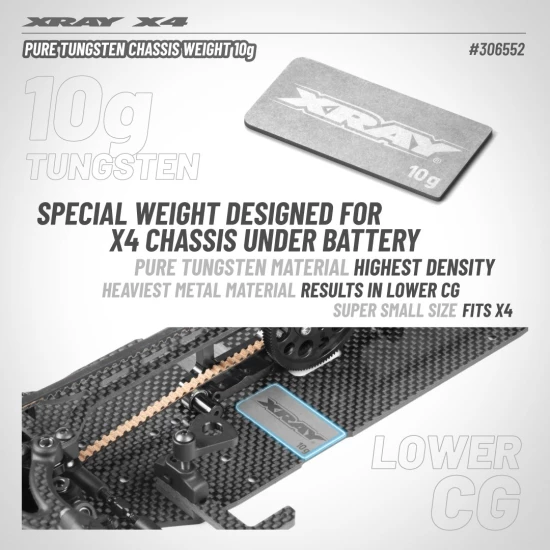 XRAY PURE TUNGSTEN CHASSIS WEIGHT 10g