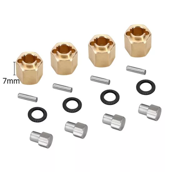 INJORA 4PCS 7mm Brass Wheel Hex Hub Extenders For 1/18 TRX4M