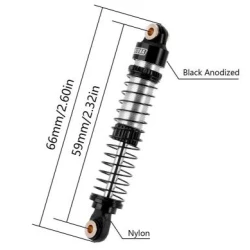 INJORA 59mm Lange Schroefdraad Oliegevulde Schokdempers Grijs Voor 1/18 TRX4M