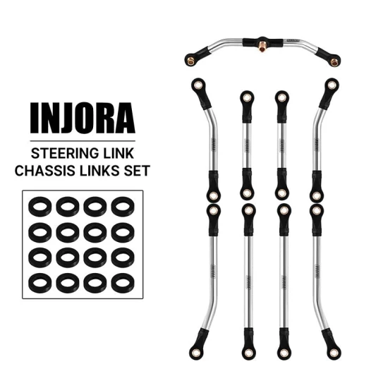 INJORA Roestvrijstalen Hoogte Vrije Spoorstangen Set voor 1/18 TRX4M High Trail K10 en F150