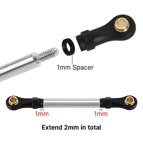 INJORA Roestvrijstalen Hoogte Vrije Spoorstangen Set voor 1/18 TRX4M High Trail K10 en F150