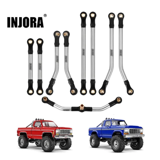 INJORA Roestvrijstalen Hoogte Vrije Spoorstangen Set voor 1/18 TRX4M High Trail K10 en F150