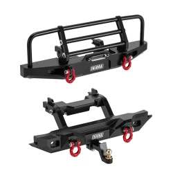 INJORA CNC Aluminium Voor en Achterbumper met Verlichting voor 1/18 TRX4M Defender