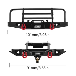 INJORA CNC Aluminium Voor en Achterbumper met Verlichting voor 1/18 TRX4M Defender
