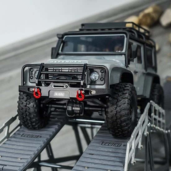 INJORA CNC Aluminium Voor en Achterbumper met Verlichting voor 1/18 TRX4M Defender