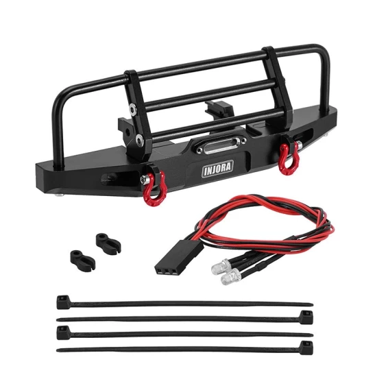 INJORA CNC Aluminium Voor en Achterbumper met Verlichting voor 1/18 TRX4M Defender