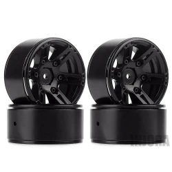 INJORA 4 stuks 1.9 6-Spaaks Metalen Beadlock Velg Rims Voor 1/10 RC Crawler zwart