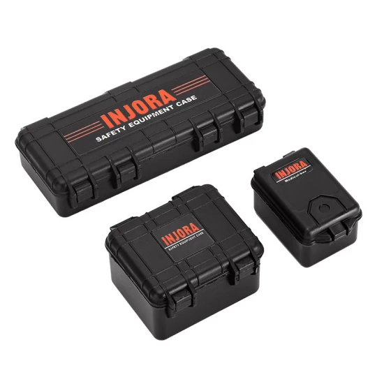 INJORA 3 stuks Zwarte Plastic Opbergbox Decoratie Gereedschap, 1/10 schaal accessoires voor RC Crawler