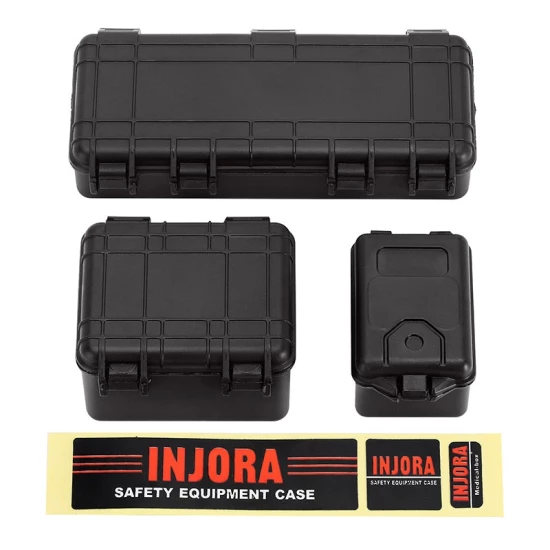 INJORA 3 stuks Zwarte Plastic Opbergbox Decoratie Gereedschap, 1/10 schaal accessoires voor RC Crawler