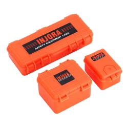 INJORA 3 stuks Oranje Plastic Opbergbox Decoratie Gereedschap, 1/10 schaal accessoires voor RC Crawler