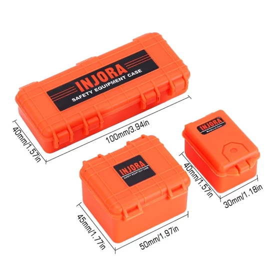INJORA 3 stuks Oranje Plastic Opbergbox Decoratie Gereedschap, 1/10 schaal accessoires voor RC Crawler