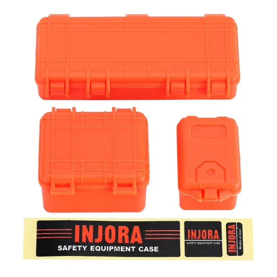 INJORA 3 stuks Oranje Plastic Opbergbox Decoratie Gereedschap, 1/10 schaal accessoires voor RC Crawler
