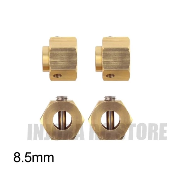INJORA 4 stuks 12 mm zware messing wielzeshoekige naafverlengers van 8.5 mm voor Traxxas TRX4 TRX6